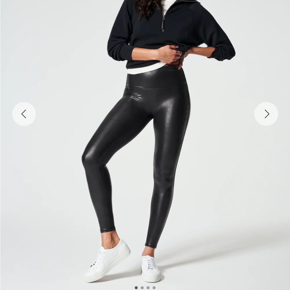 Spanx faux leather high waist black shiny leggings - NWOT sz small
